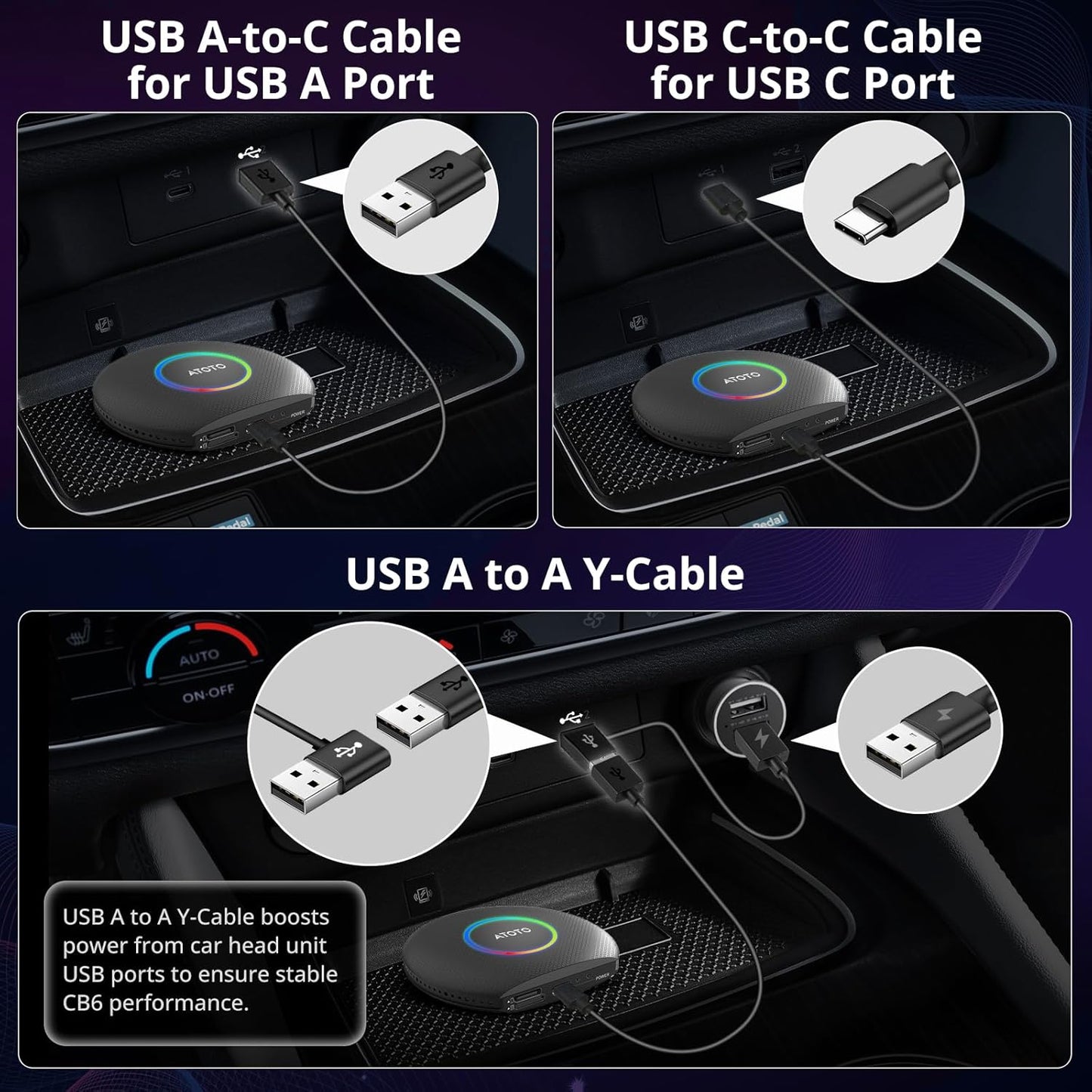 CB6 CarPlay AI Box & Android AI Box, Wireless CarPlay/AndroidAuto Adapter, Plug & Play CarWave Car Smart Box with AI DriveChat, GPS Track, Android 13, 2 BT, 4G LTE, 8G+128G, Black