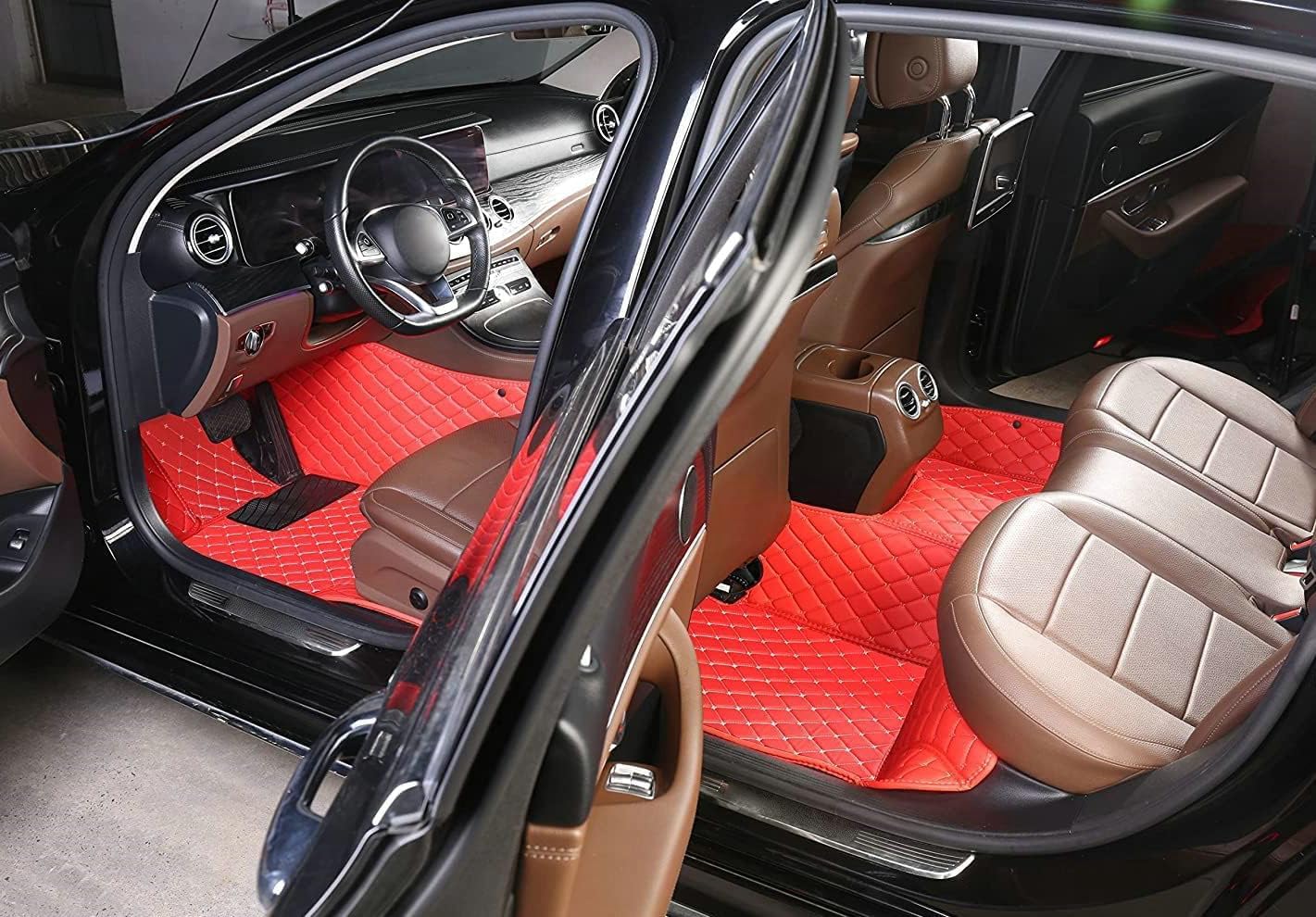 Custom Artificial Leather Waterproof All-Weather Car Floor Mats Fit for 99% Sedan SUV Sports Car Vehicle Car Mat (Black)