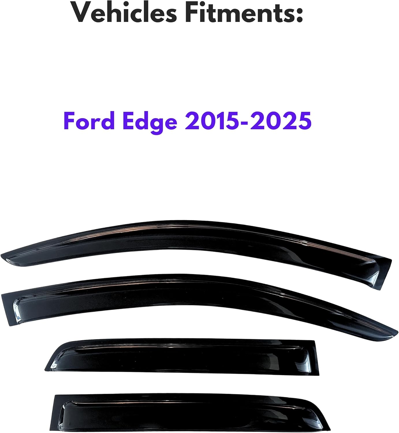 KPY Window Visor Compatible with Ford Edge 2015-2025, 4PC Rain Guard Side Window Vent Deflectors Tape-On Style, 2015 2016 2017 2018 2019 2020 2021 2022 2023 2024 2025