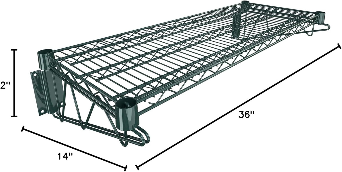 14" x 36" Green Epoxy Wire Wall Mount Shelf