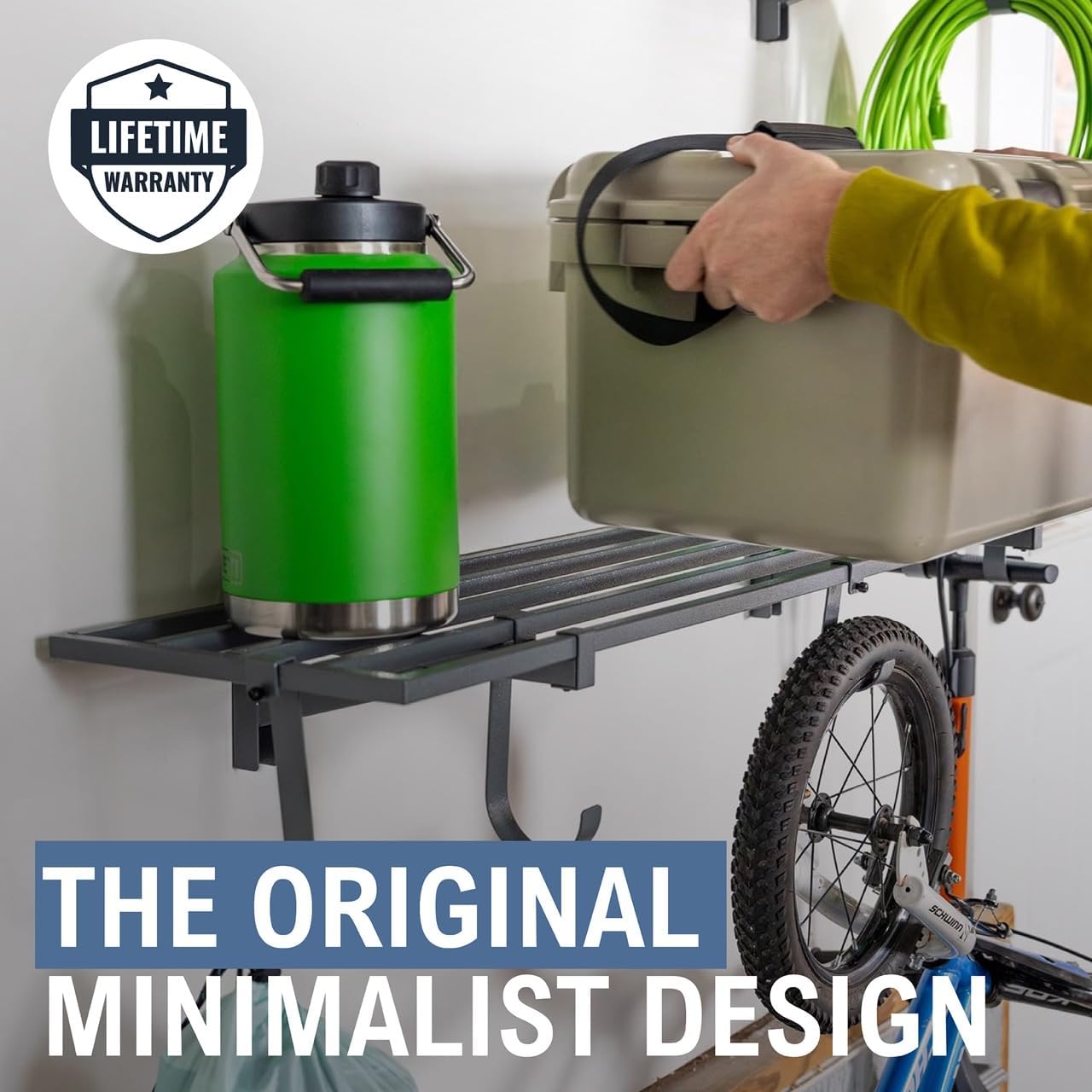 StoreYourBoard 2-Pack Heavy Duty Wall Shelves – Wall-Mounted Garage Storage Shelving and Organization for Sheds, Closets, or Utility Rooms – Holds 200 lbs, 1ft x 4ft, Hammered Gray