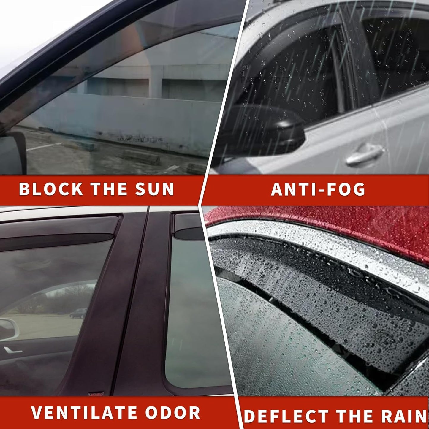 in Channel Rain Guards Fit for 2015-2020 Chevy Tahoe/GMC Yukon/Cadillac Escalade, Durable Window Wind Deflectors, Vent Window Visors Shades Shield, 4PCS