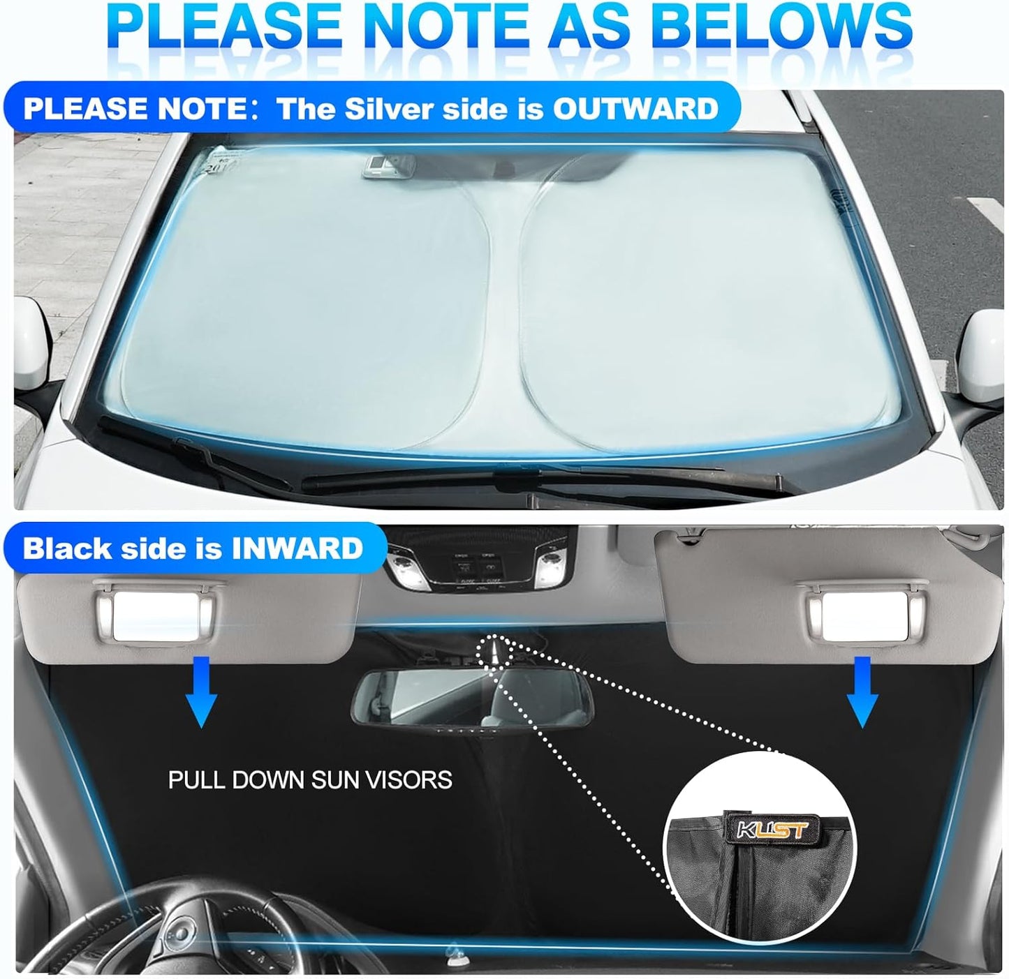 KUST Windshield Sun Shade for 2024 2025 2026 Toyota Grand Highlander Accessories Front Custom Fit Window Sunshade Sun Visor Protector Foldable Blocks UV Rays Keep Car Cooler