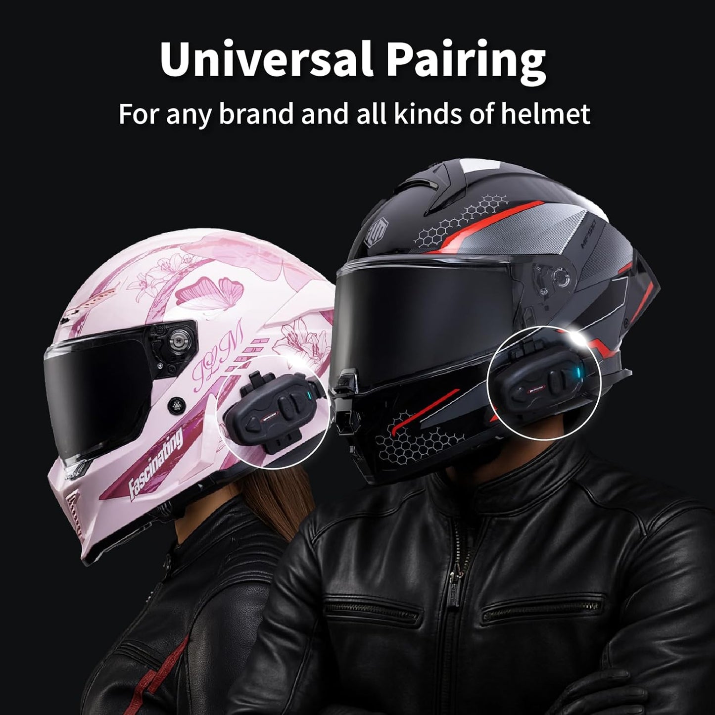 Salut Motorcycle Bluetooth Intercom Headset - Helmet Communication System, Waterproof Speaker, Voice Comm Earbuds, Helmet Headphone, Noise Cancellation(Single Black)