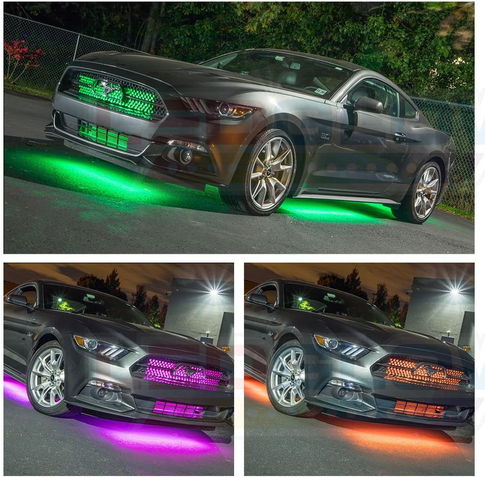 LEDGlow 4pc Million Color Multi-Color LED Underbody Underglow Accent Lighting Kit for Cars - 18 Solid Colors - 12 Unique Patterns - Music Mode - Water Resistant Tubes - Includes Control Box & Remote