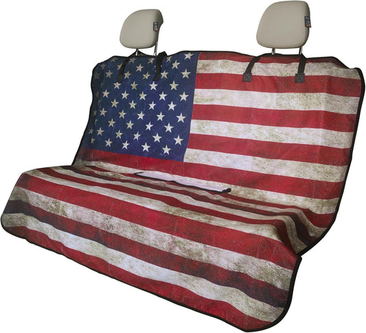 Back Seat Cover for Car Trucks Van SUV,Waterproof Rear Bench Towel Seat Covers for Dogs and Kids,Automotive Backseat Protector (American Flag)