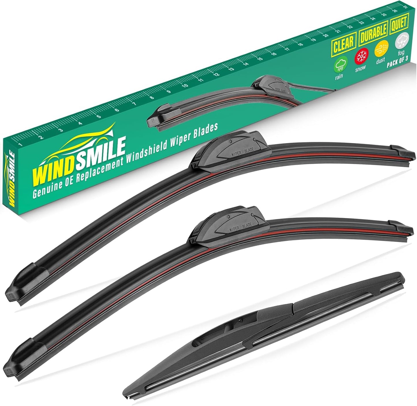 22" 19" 10" Windshield Wiper Blades Replacement for Mazda CX3 CX-3 2016 2017 2018 2019 2020 2021 Premium All Weather Front Rear Wipers Set - OEM Quality (Pack of 3)