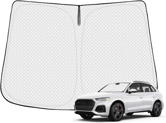 Windshield Sun Shade for 2018-2025 2026 Audi Q5 Accessories Thicken 6-Layer Front Window Sunshade Cover Sun Visor Protector Foldable Block UV Rays Keep Vehicle Cool
