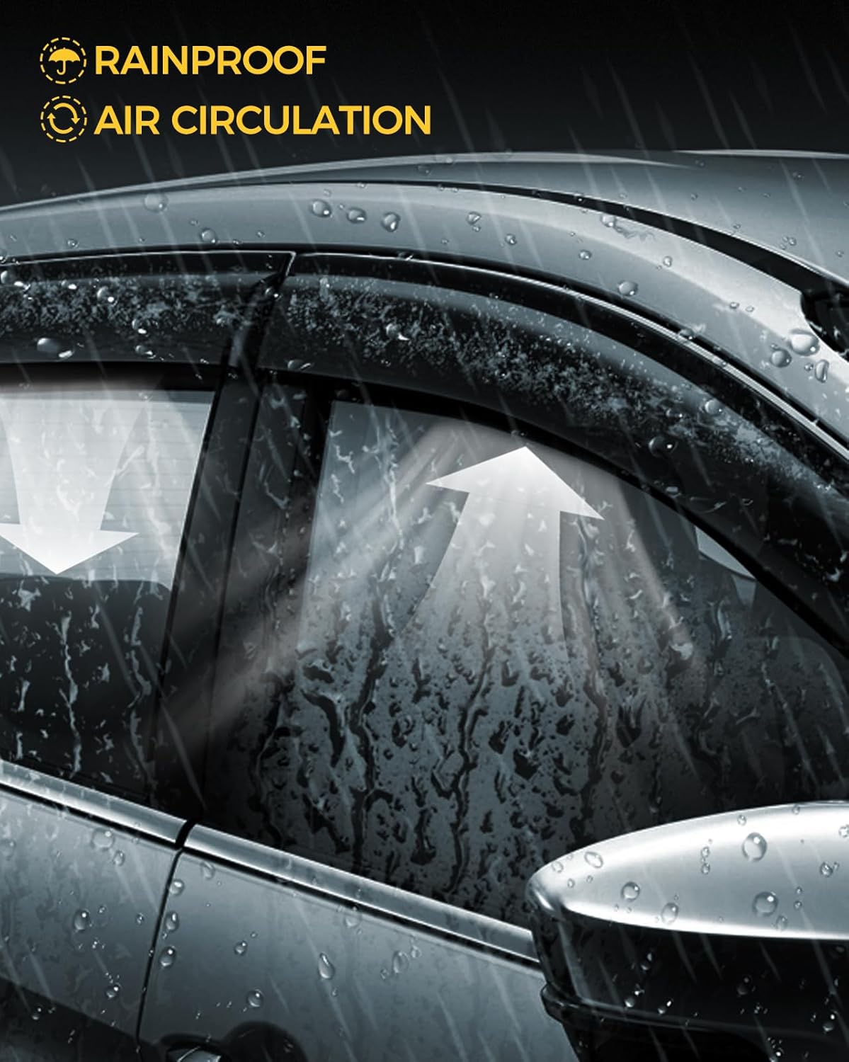 Rain Guards for Car Windows, Tape-On Window Visors Rain Guards Fit for 2014-2019 Toyota Highlander, Window Deflectors, Vent Visors for Toyota Car Accessories, 4 Pieces