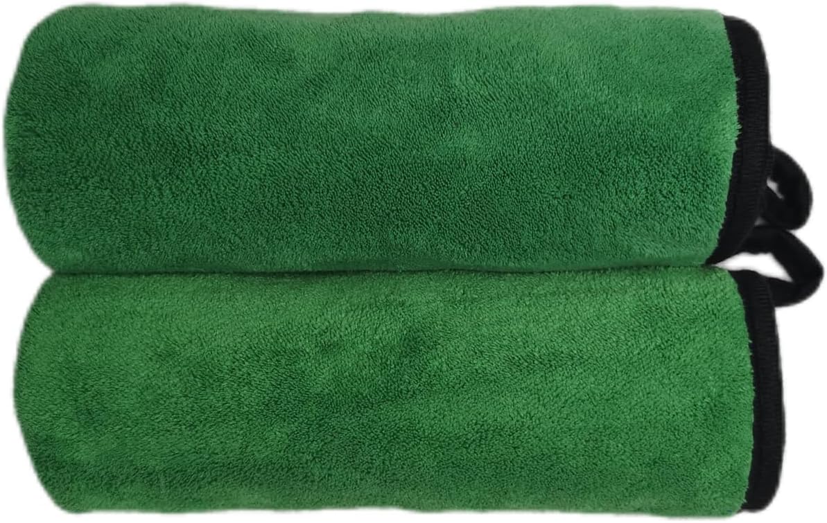SOFTBATFY Ultrasoft, Large, Thick and Quick Drying Car Microfiber Cleaning Towel 800GSM Polishing Waxing Auto Detailing Towel Cloth (6pack,16 x 16inches) (Grey- Green)