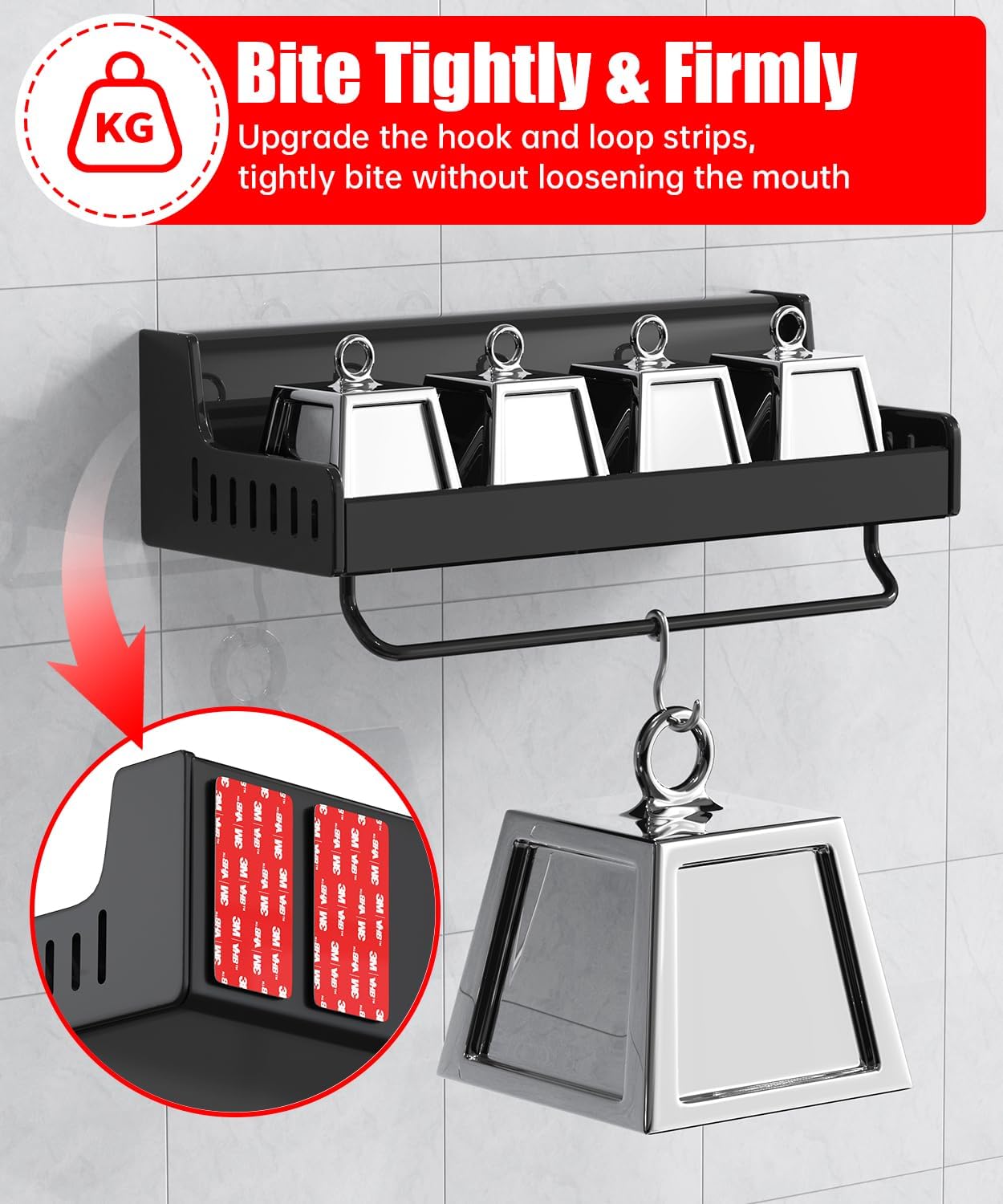 4 inch Large Wide Hook and Loop Strips with Super Adhesive Heavy Duty, Made of 3M, Heat Resistant Waterproof, Outdoor or Indoor Use, 8 Sets Black 4x2 Inch