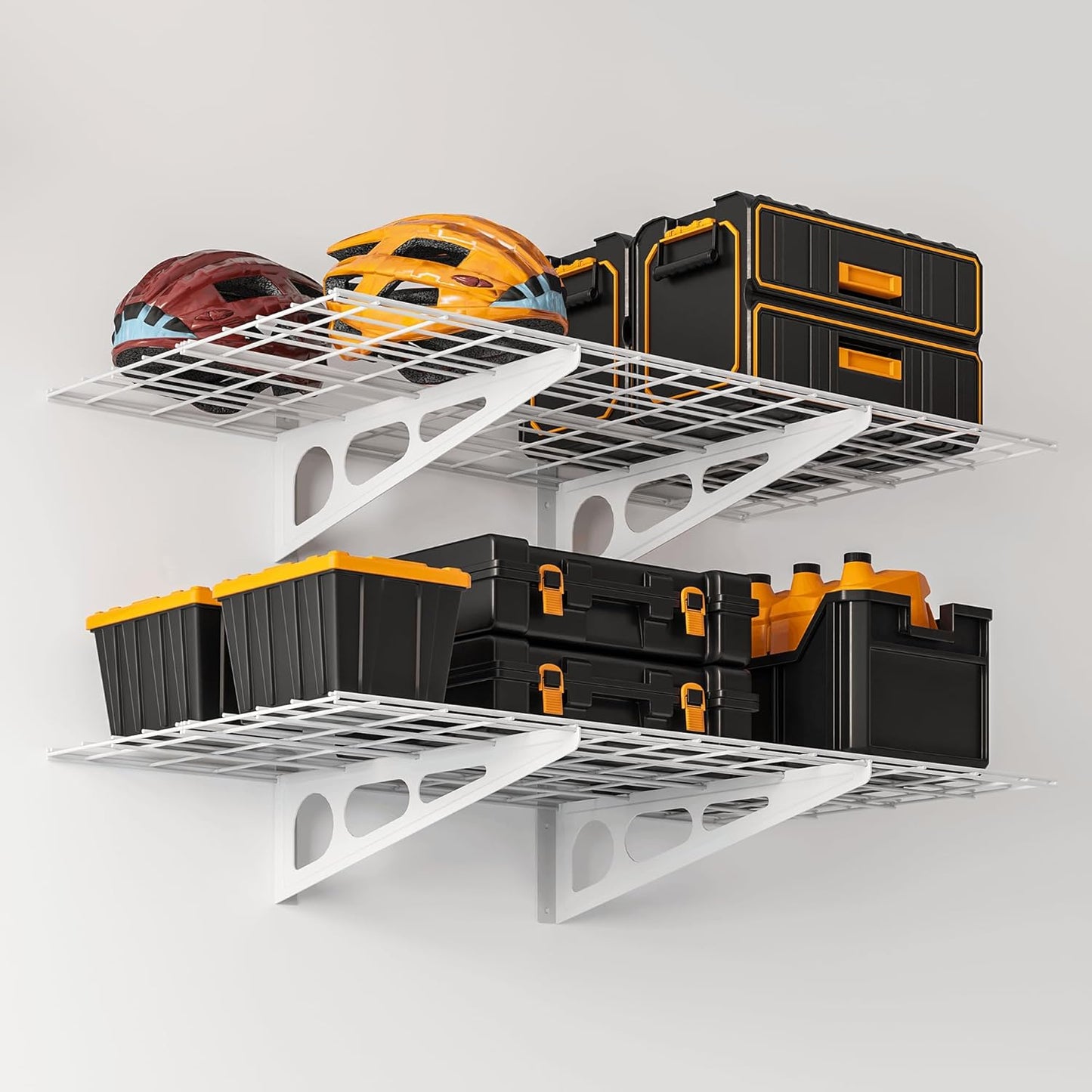 2x4 ft Garage Shelving, 2-Pack Wall-Mounted Shelves for Garage, Kitchen, Pantry Storage, 400 lbs Total Load Capacity Wall Shelving, White