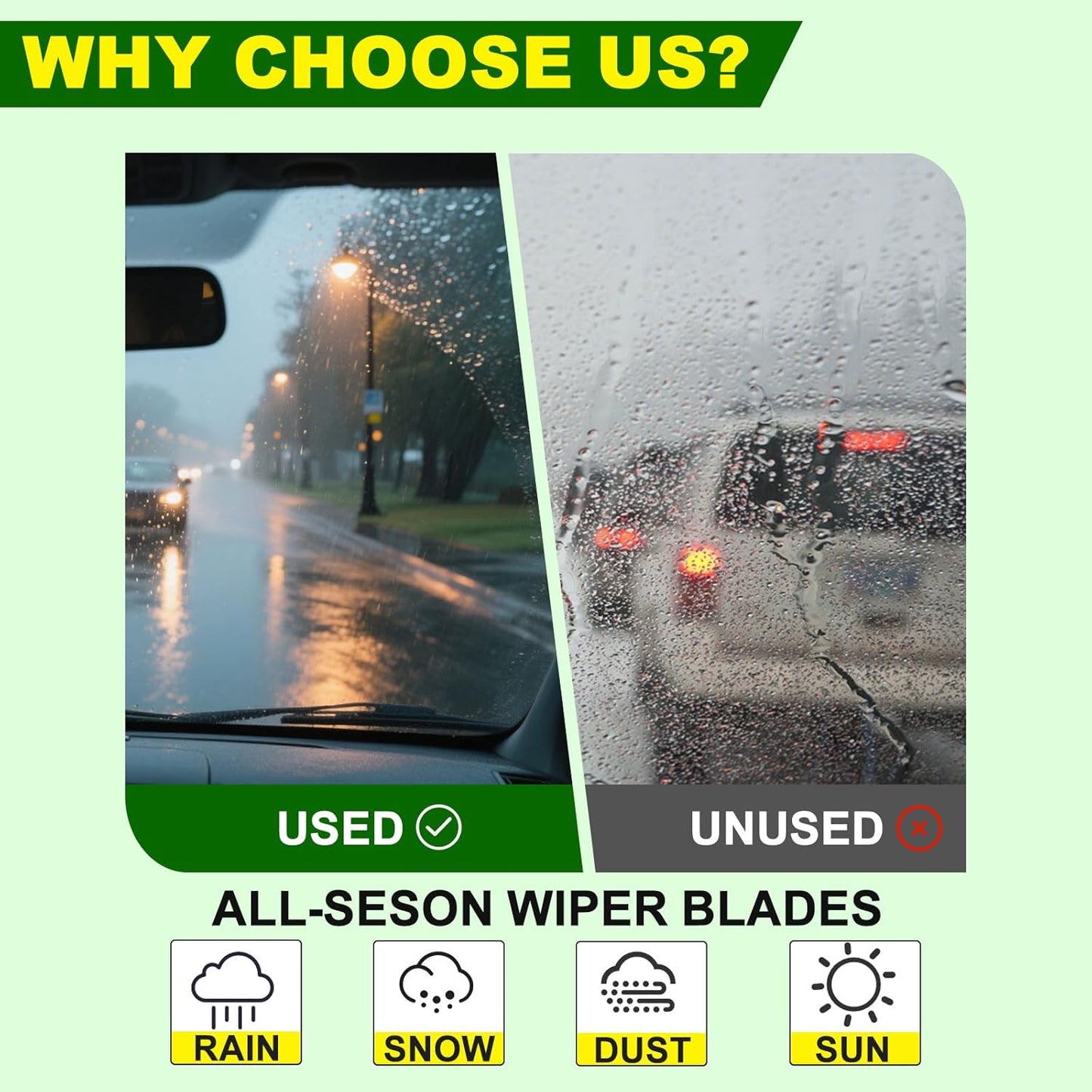 QUALITY 21in + 20in Premium All-Season Windshield Wiper Blades for Original Equipment Replacement(Set of 2)