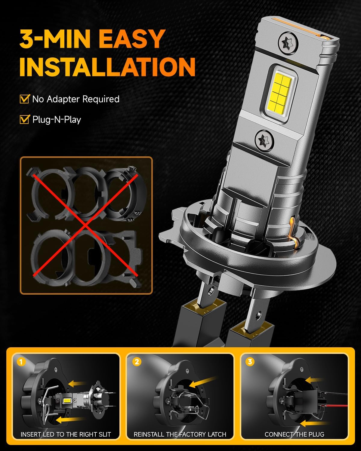 FAHREN 2025 Upgraded H7 Light Bulbs, Super Brighter Lighting Bulb, 1:1 Halogen Mini Size H7 Bulb with Fan, Off-Road Use or Fog Light Bulbs No Adapter Required Plug-and-Play, Pack of 2