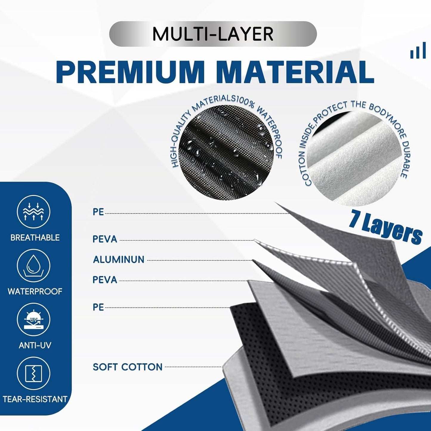 KouKou Truck Cover Waterproof All Weather, 7 Layers Heavy Duty Pickup Cover Outdoor, Length up to 210 inches,Universal Fit Truck Short Regular Bed Ford F150,F100,Chevy C10 S10 etc.