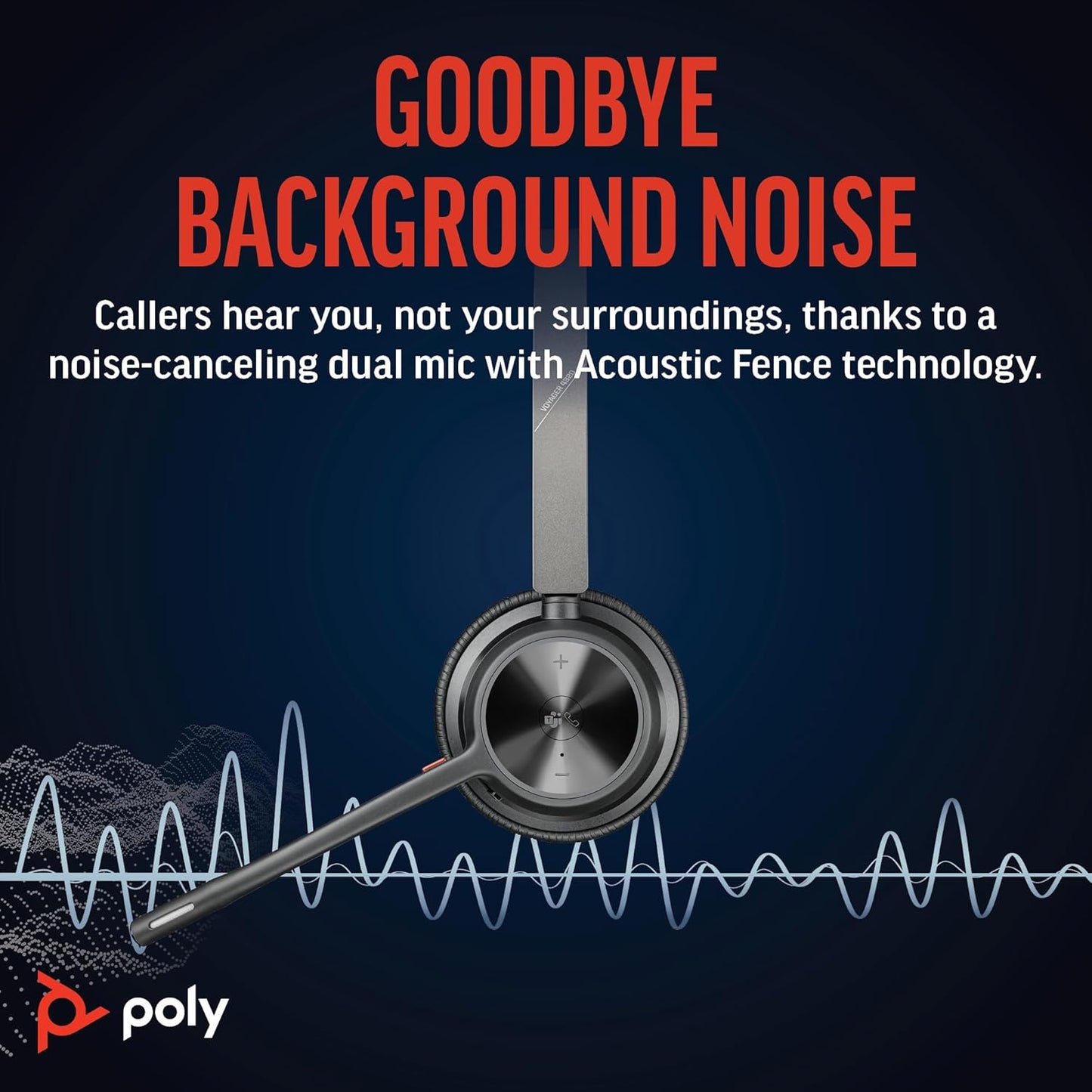 Poly Voyager 4320 UC Wireless Headset & Charge Stand (Plantronics) - Stereo Headphones w/Noise-Canceling Boom Mic - Connect PC/Mac/Mobile via Bluetooth-Works w/Teams (Certified), Zoom-Amazon Exclusive