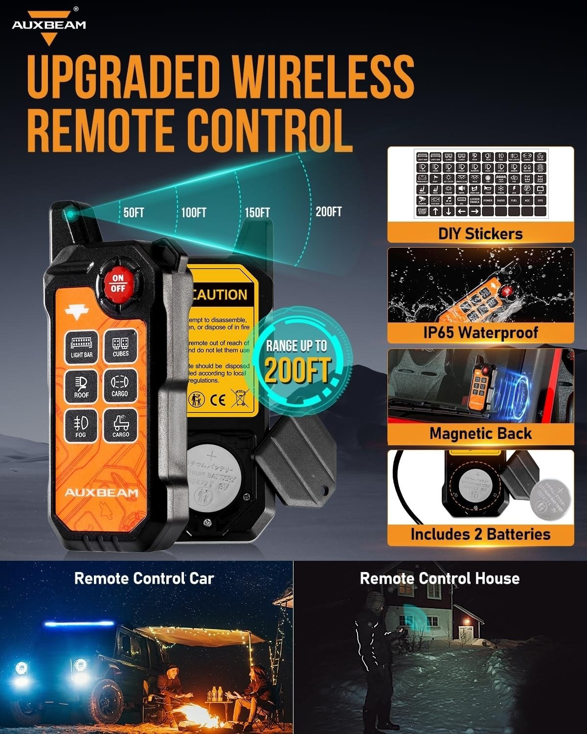 Auxbeam 6 Gang Slim Switch Panel Bluetooth RGB AS-600 with APP&Remote Control Toggle Momentary Pulsed Switch Pod Off Backlight for Truck Offroad UTV ATV Car Marine 12-24V Waterproof, 2 Years Warranty