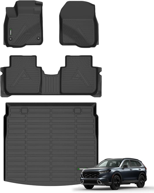 ANBINGO® Floor Mats & Cargo Liner for 2023-2026 Honda CRV (Hybrid) for CR-V Sport | Sport-L | Sport Touring, All Weather Protection TPE Automotive Floor Liners, (Cargo Tray in Highest Position)