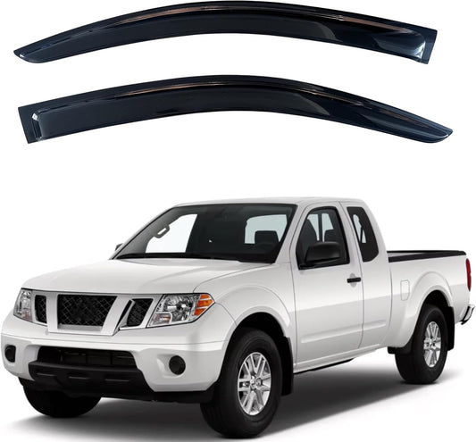 KPY Window Visor Compatible with Nissan Frontier King Cab 2005-2020, 2PC Rain Guard Side Window Vent Deflector Tape-On Style, 2006 2007 2008 2009 2010 2011 2012 2013 2014 2015 2016 2017 2018 2019 2020