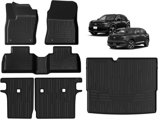 TripleAliners All-Weather Mats Compatible with 2025 Nissan Kicks Accessories Floor Mat Liners & Rear Trunk Cargo Mat & Seat Back Protector Full Set High Wall Protection TPE Custom Fit (For SV SR Trim)