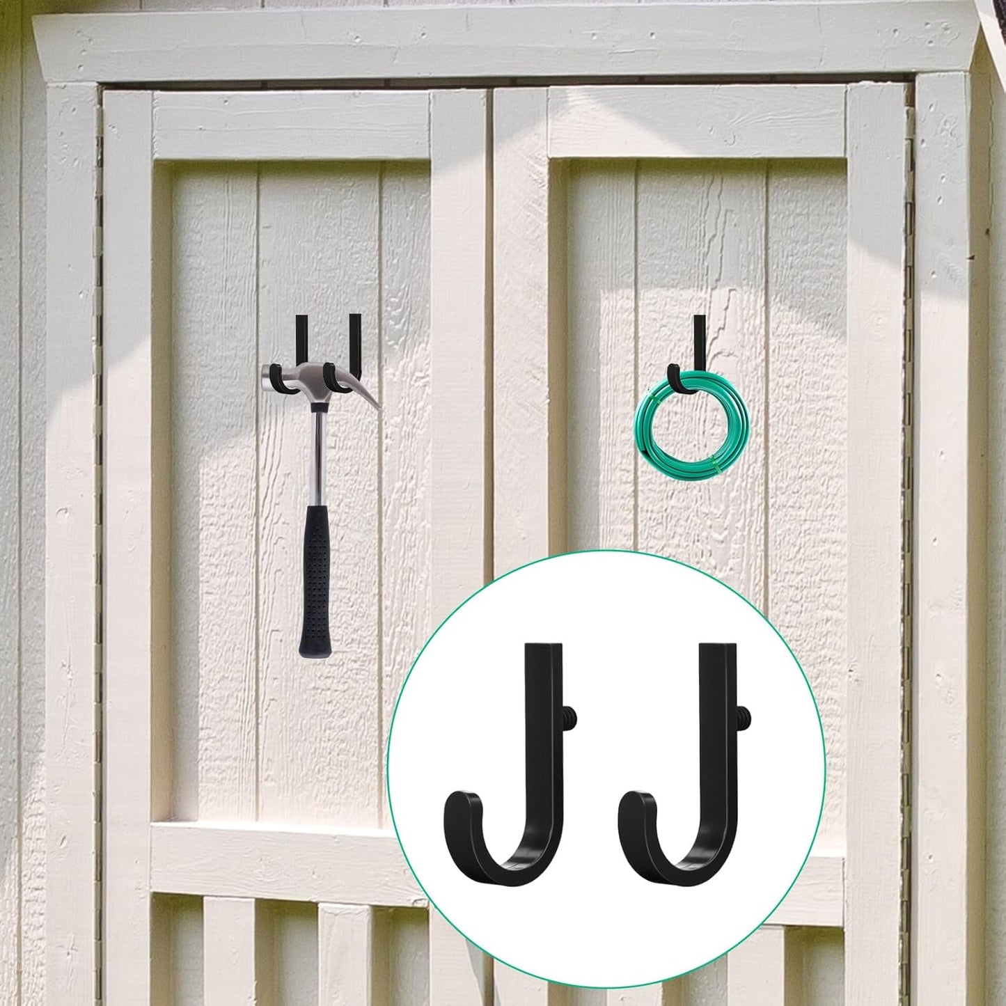 8 Pcs Shed Storage Tool Hooks Accessories Compatible with Suncast, Compatible with Craftsman for Hanging Shelves Accessories Part, Storage Sheds Replacement Screws, Brackets and Hooks(J Shaped)