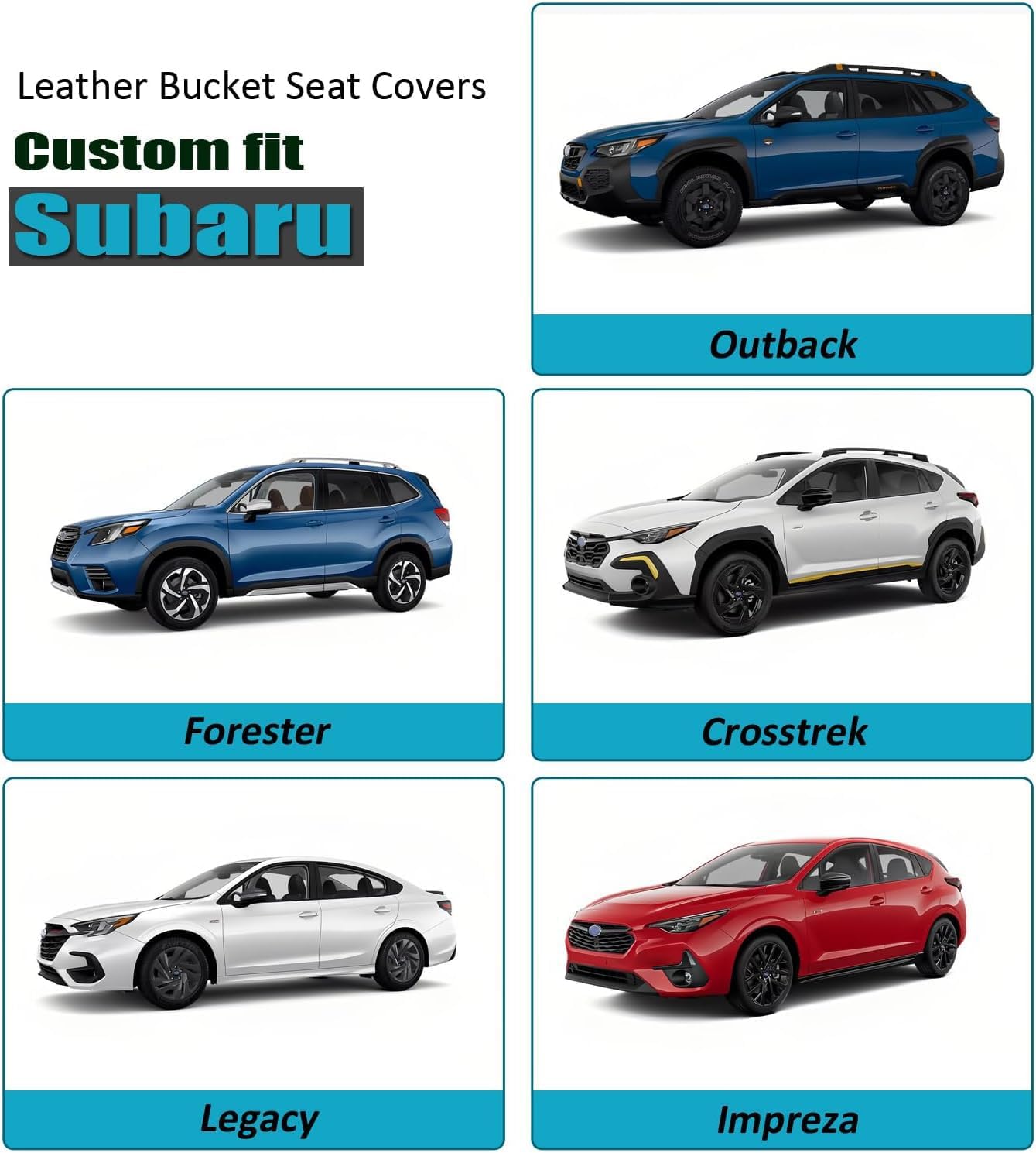 GIANT PANDA Fit Subaru Outback Forester Crosstrek Legacy Impreza Front Car Seat Cover, 3D Air Mesh Breathable Seat Protector, Grey+Black（2-Pack