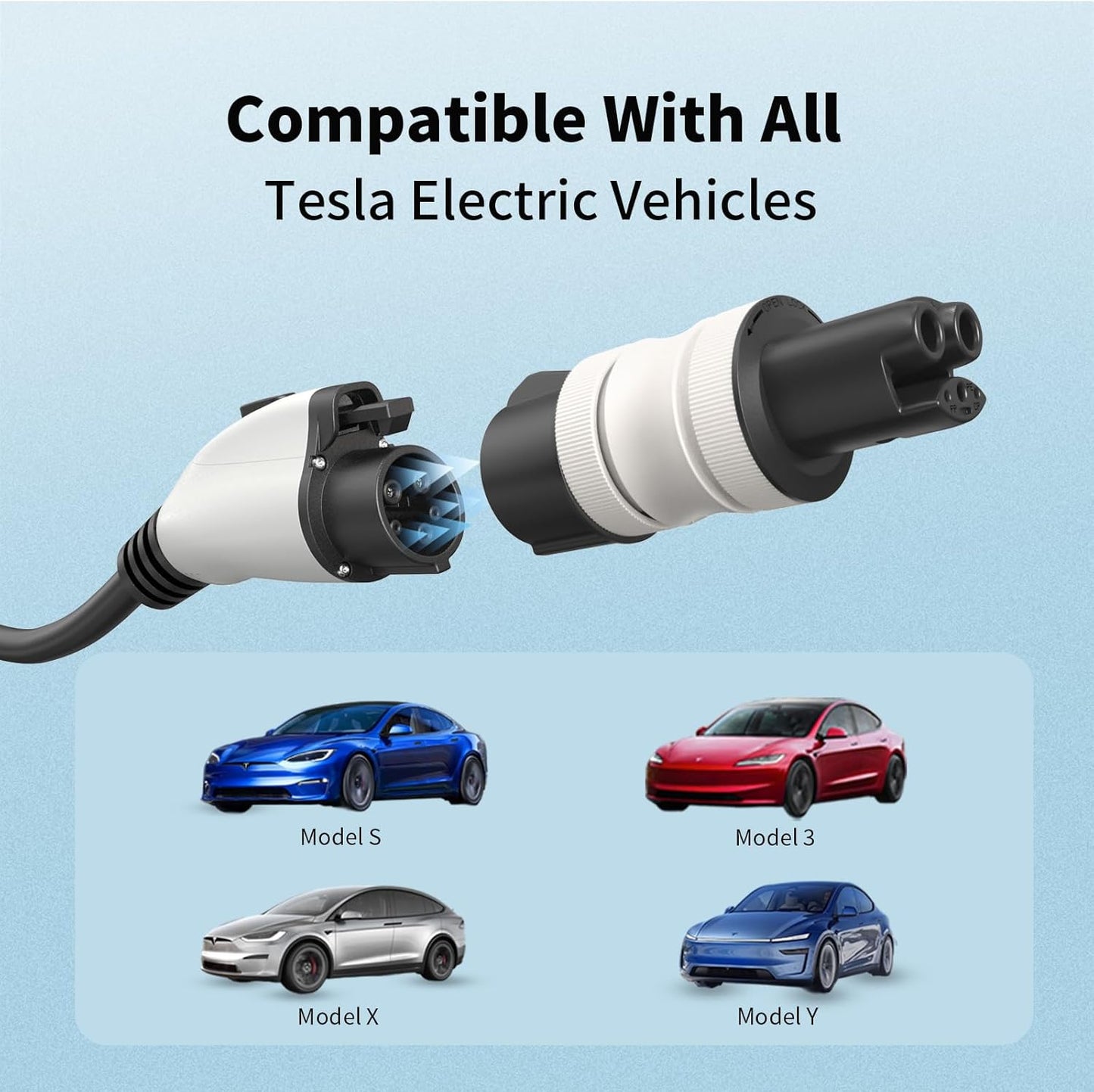 J1772 to Tesla Charger Adapter, 32 Amp / 220V, Compatible with All Tesla Cars, J1772 EV Adapter for Tesla Car Charging