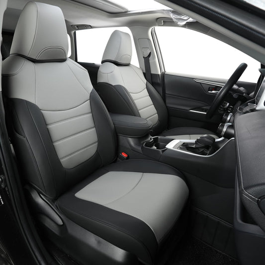 RISINGSTAR Rav4 Seat Covers, fit 2019-2025 Toyota Rav4 XLE LE XLE Premium Limited Base SUV, not for Adventure and TRD-Off(Black&Gray)