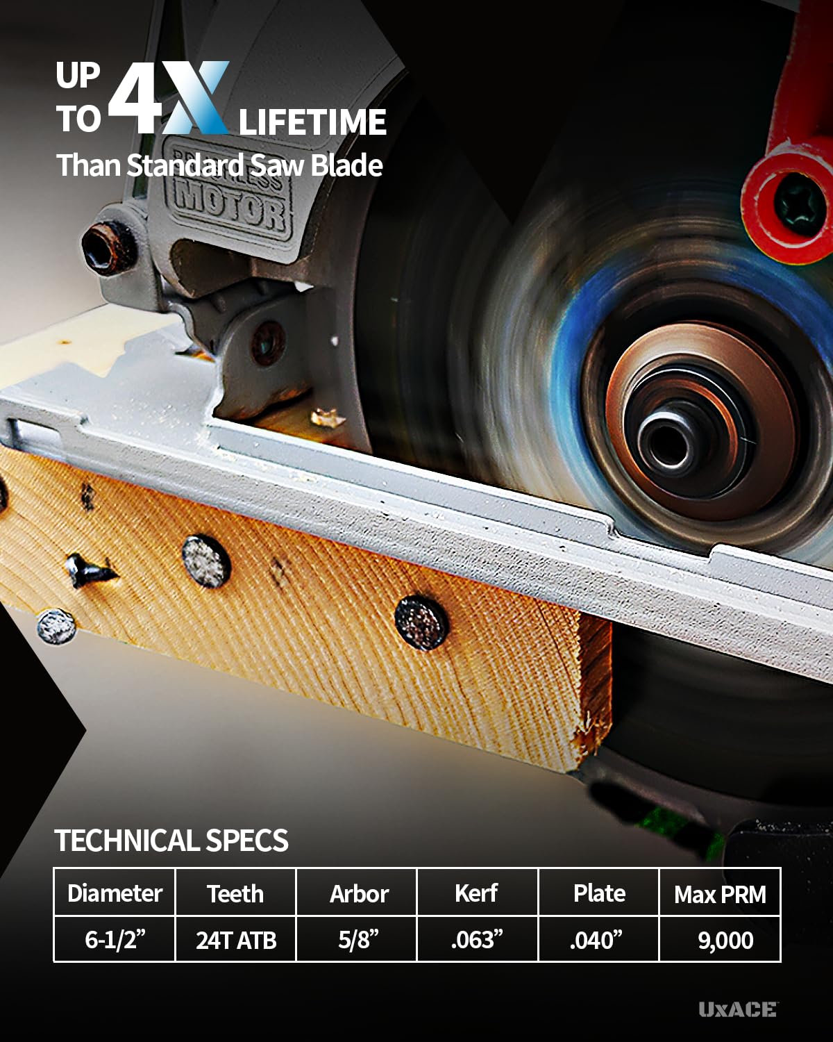 6-1/2-Inch 24-Tooth Circular Saw Blade with 5/8-Inch Arbor, Framing Wood Cutting, Carbide Tip, Thin Kerf, for Plywood, MDF, OSB, Laminated