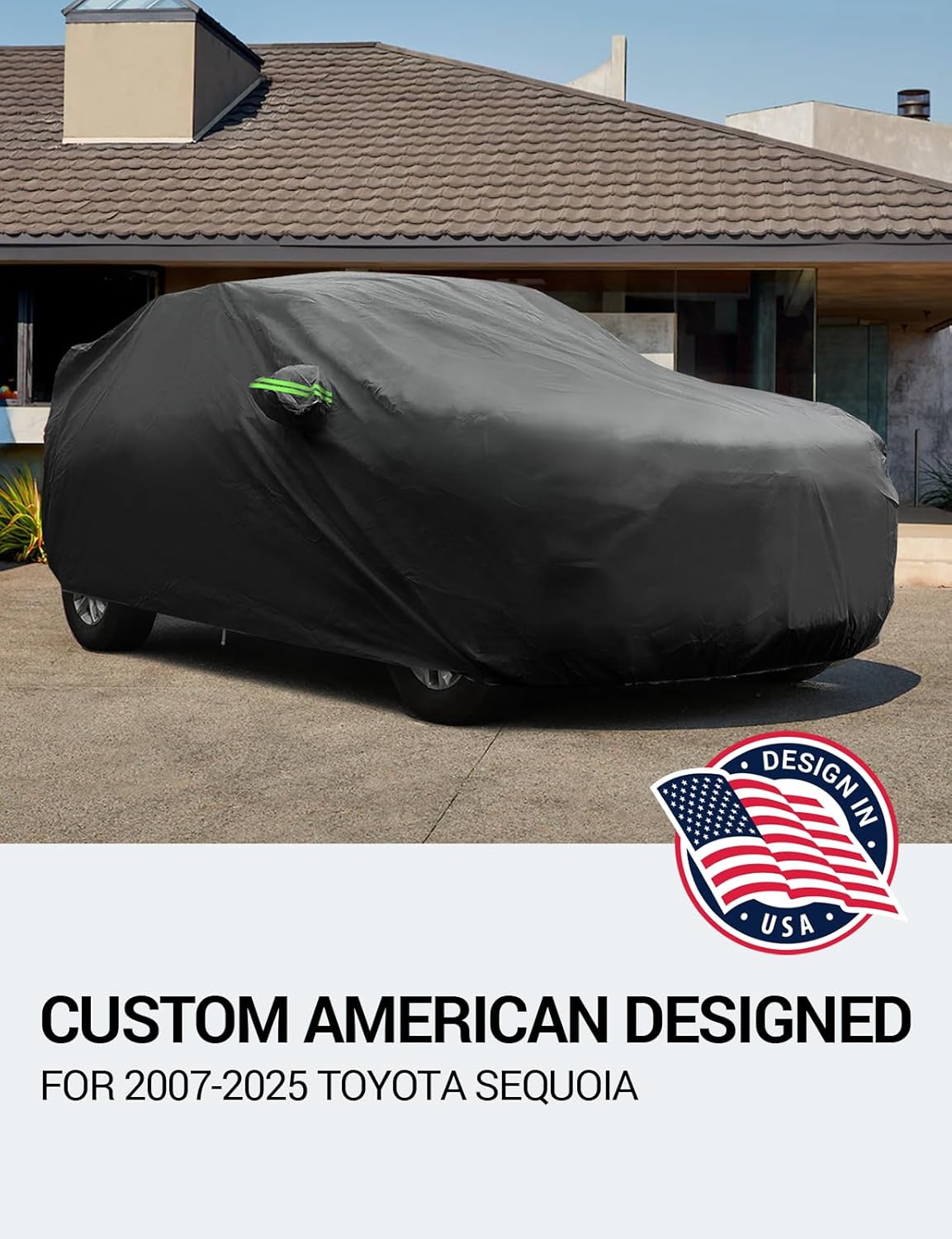 Proadsy 2025 Upgrade Car Cover Custom Fit for Toyota Sequoia 2007-2025, Waterproof All Weather for Automobiles, Full Exterior Cover Rain Snow Sun Protector Indoor Outdoor Car Cover