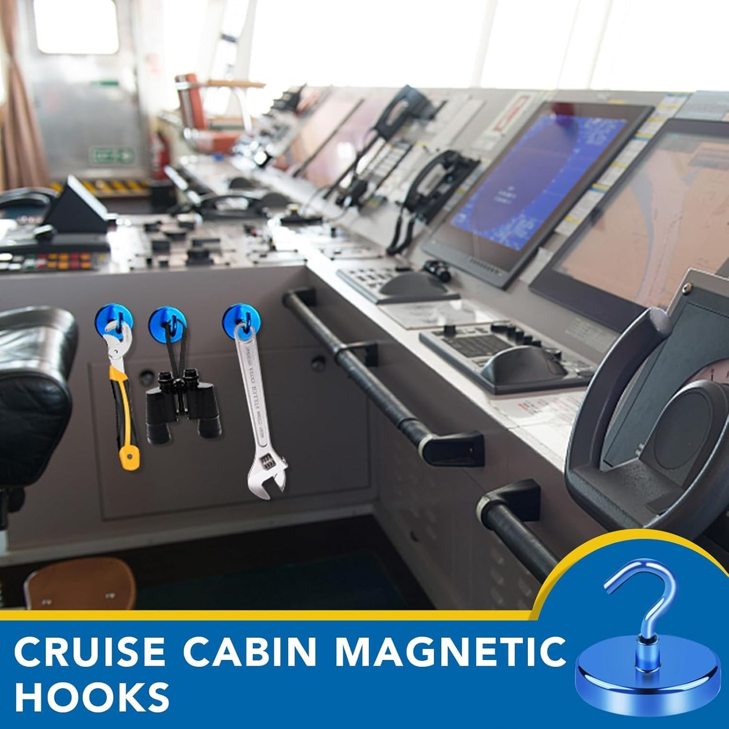 LOVIMAG Magnetic Hooks for Cruise Cabins, 150lbs Blue Magnetic Hooks for Classroom, Strong Magnets with Hooks for Hanging, Neodymium Magnet Hooks for Fridge, Ceiling, Locker, Camper, Travel-25 Pcs