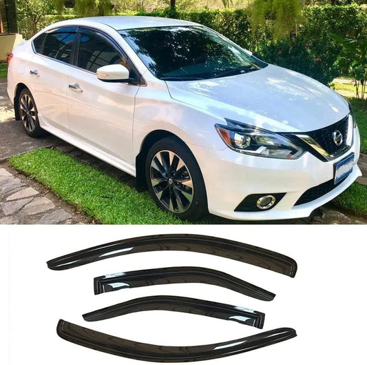94248 Side Window Visor Wind Vent Deflector,4pcs Outside Mount Style Nice Sun Rain Guards Set fit for 2013-2019 Nissan Sentra Window Shade