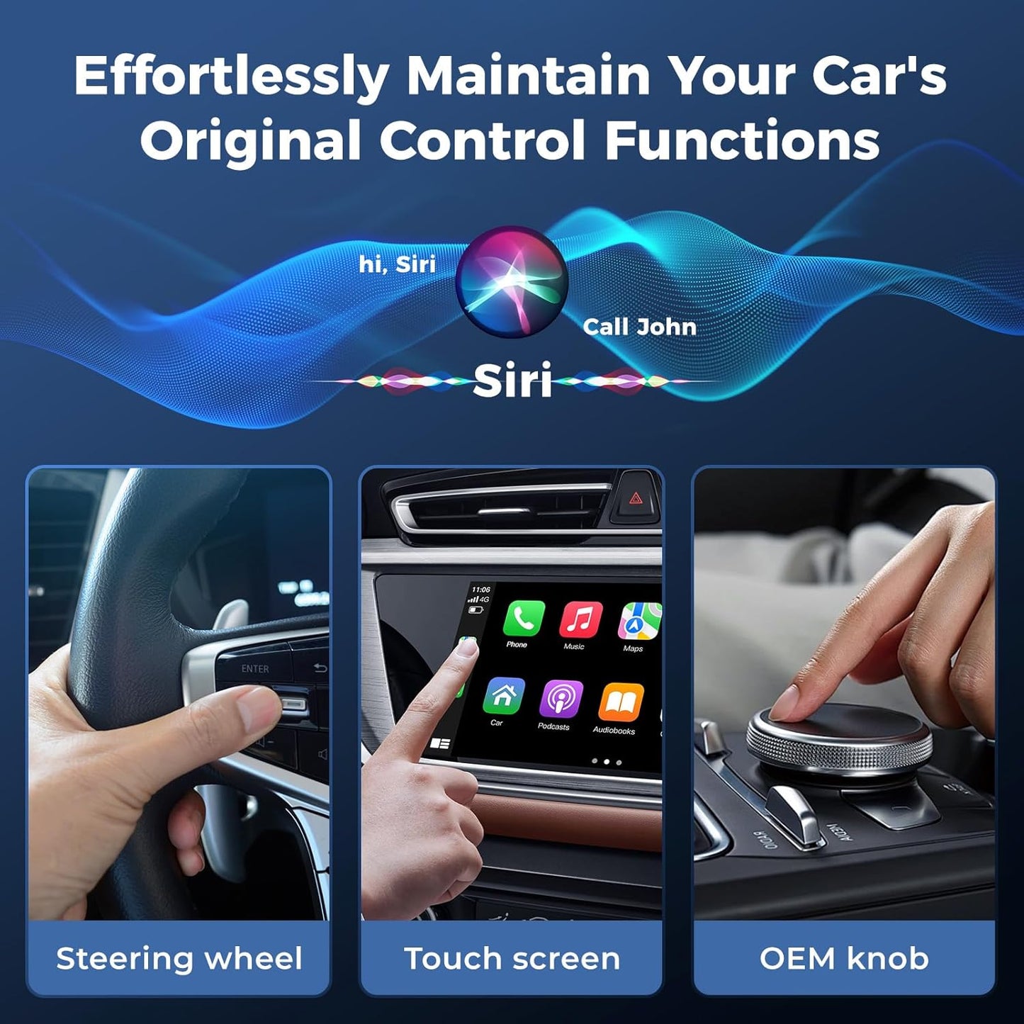 Wireless CarPlay Adapter for iPhone, Mini Size for Apple CarPlay Adapter, Convert Wired to Wireless with Extension Cable USB & USB-C/Type-C, Stable Control & No Delay, Black