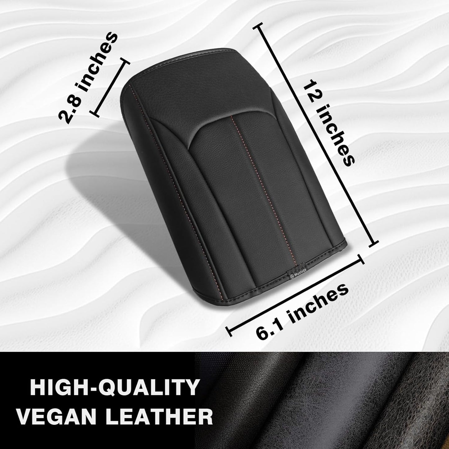 Muslogy Center Console Cover Compatible with Subaru Forester 2025 Accessories Armrest Cover Lid Cushion Protector Anti-Scratch Vegan Leather Extra Soft (Black/Brown Stitching)