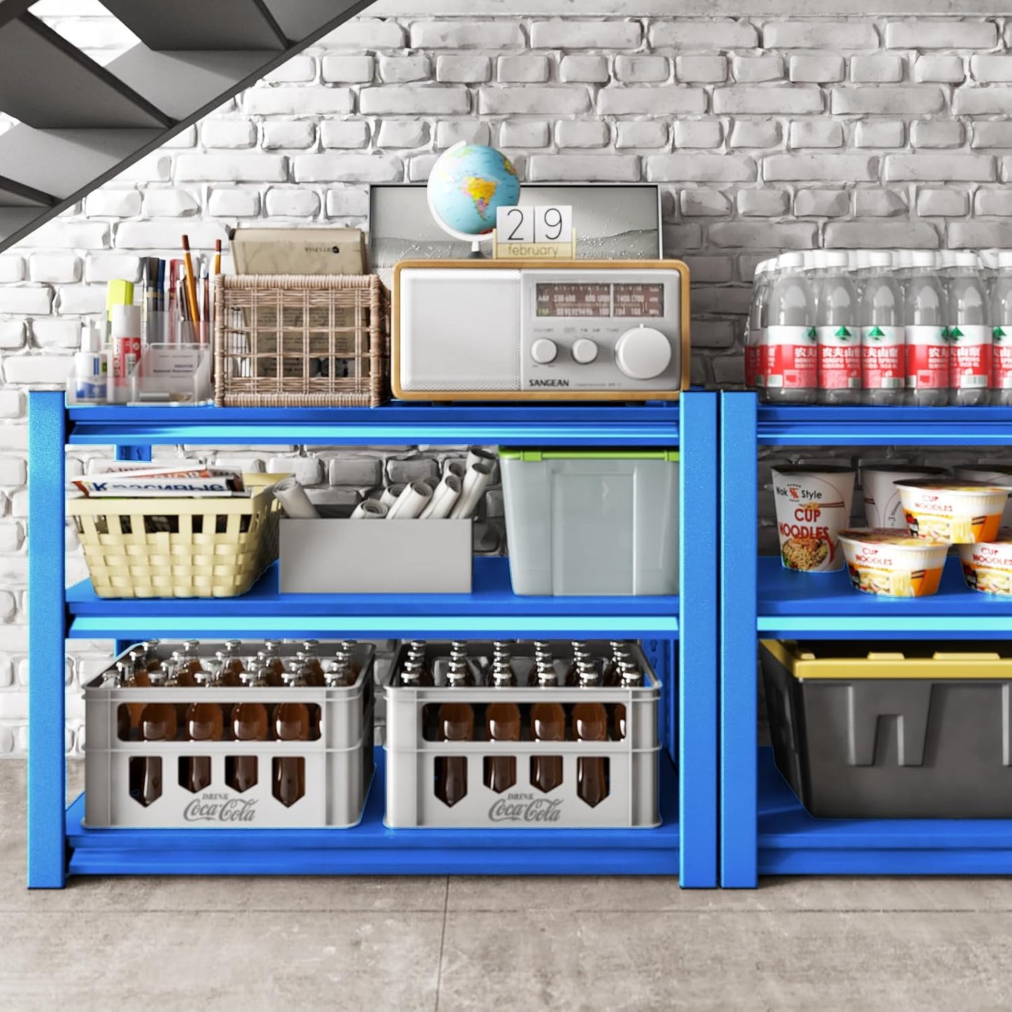 3-Tier Garage Shelving Heavy Duty，48" W Metal Shelving Unit for Garage, 1650 lbs Load Capacity Utility Rack Shelves＆ Garage Shelves, 48”W x 18”D x 39”H(Blue