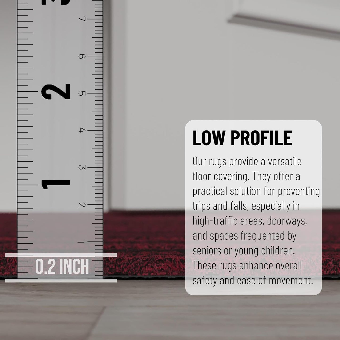 Ottomanson 2' x 12' Hallway Runner with Scraper Pile - Extra Durable Non-Slip Rug Mat for Indoor & Outdoor Use - Ideal for Kitchen, Entryway, Patio & Garage - High-Traffic Carpet, Red