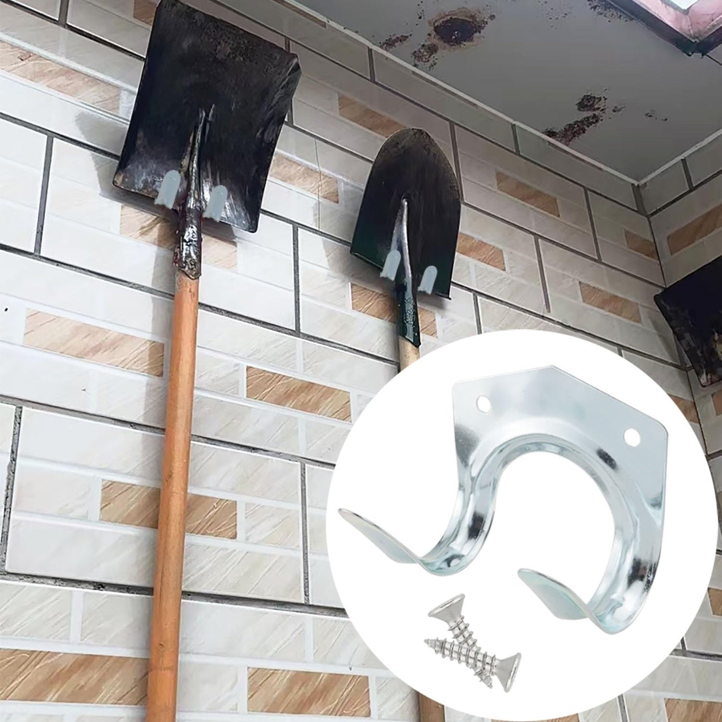 5PCS Garage Hooks Tool Organizer Wall Mounted Double Tool Hanger Hooks Set for Garage Shed Hanging Bracket Garden Tools