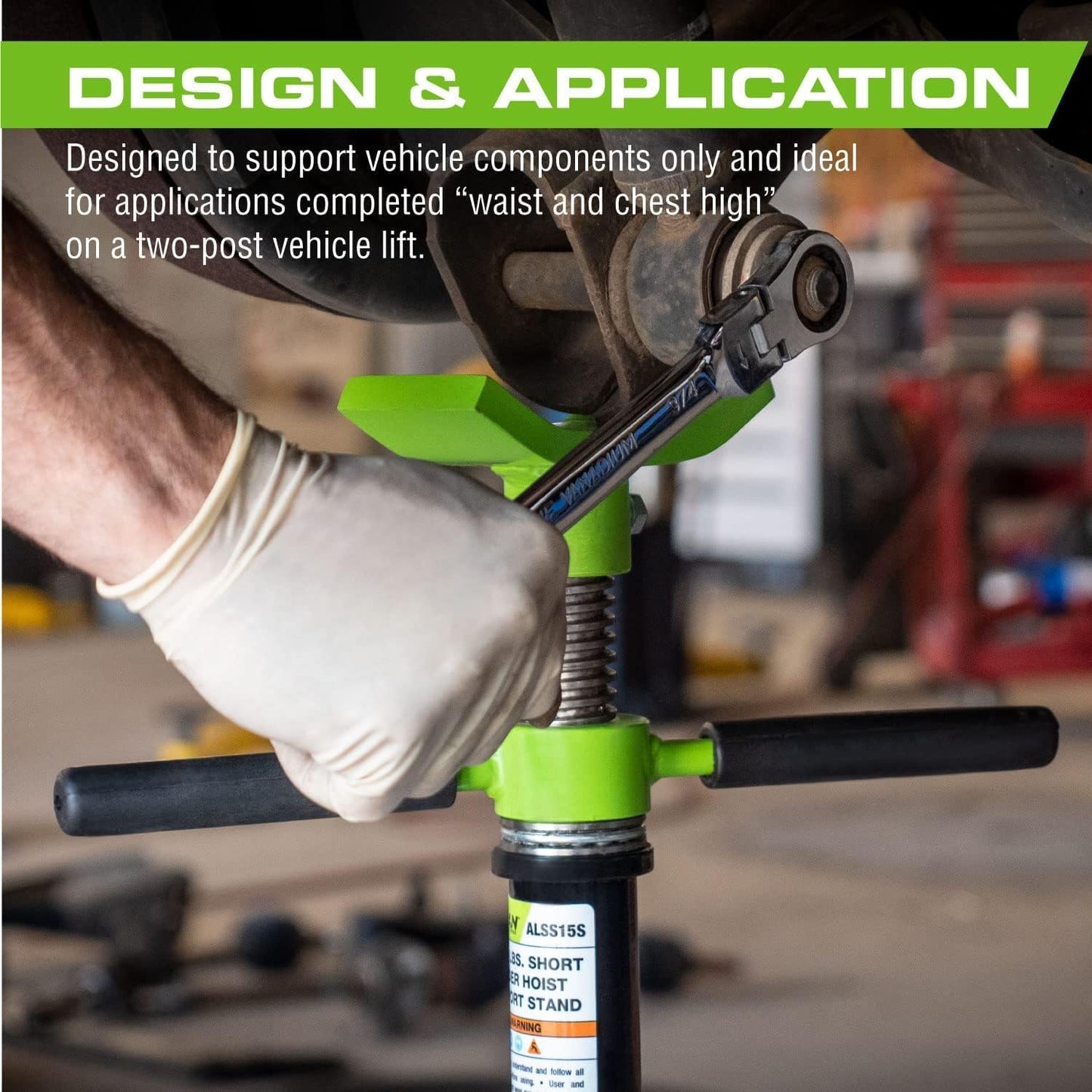 Arcan 1,500 lb Underhoist Support Stand, Short Style, 48–76 Inch Height Range, Self-Locking Screw, Heavy-Duty Base, ALSS15S