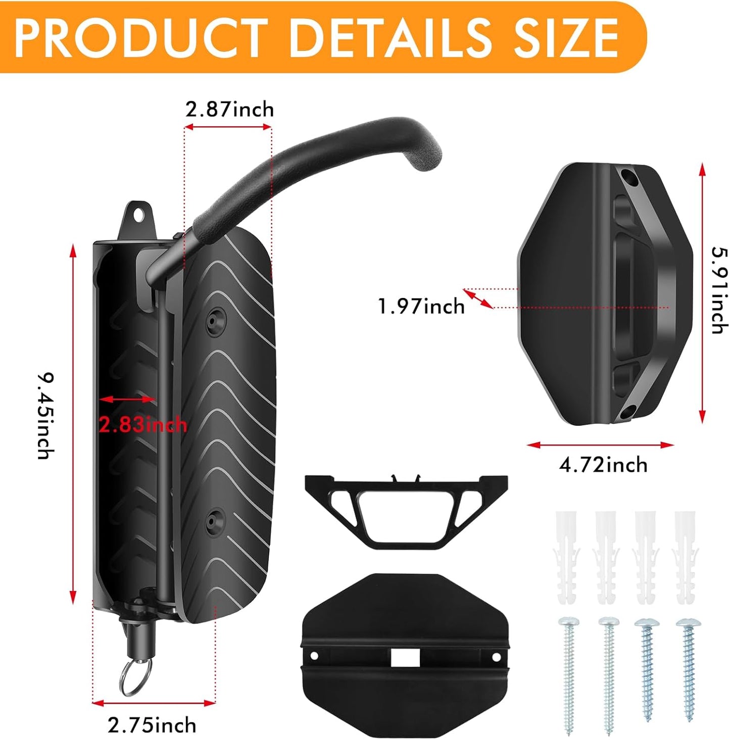 Bike Wall Mount, Space Saving Bike Wall Hanger, Hanging Bike Rack for Garage, Vertical Swivel Bike Wall Mount Easy to Install, Black (1Pack, Hold Up to 66 lbs)