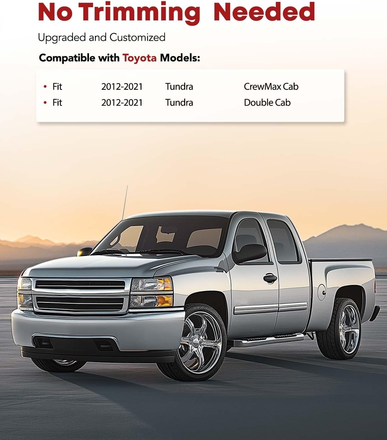 YHTAUTO Floor Mats Fit 2012-2021 Toyota Tundra CrewMax/Double Cab, TPE All Weather Car Mats Waterproof Anti-Slip Odorless Floor Liner, Interior Car Accessories Front Liner