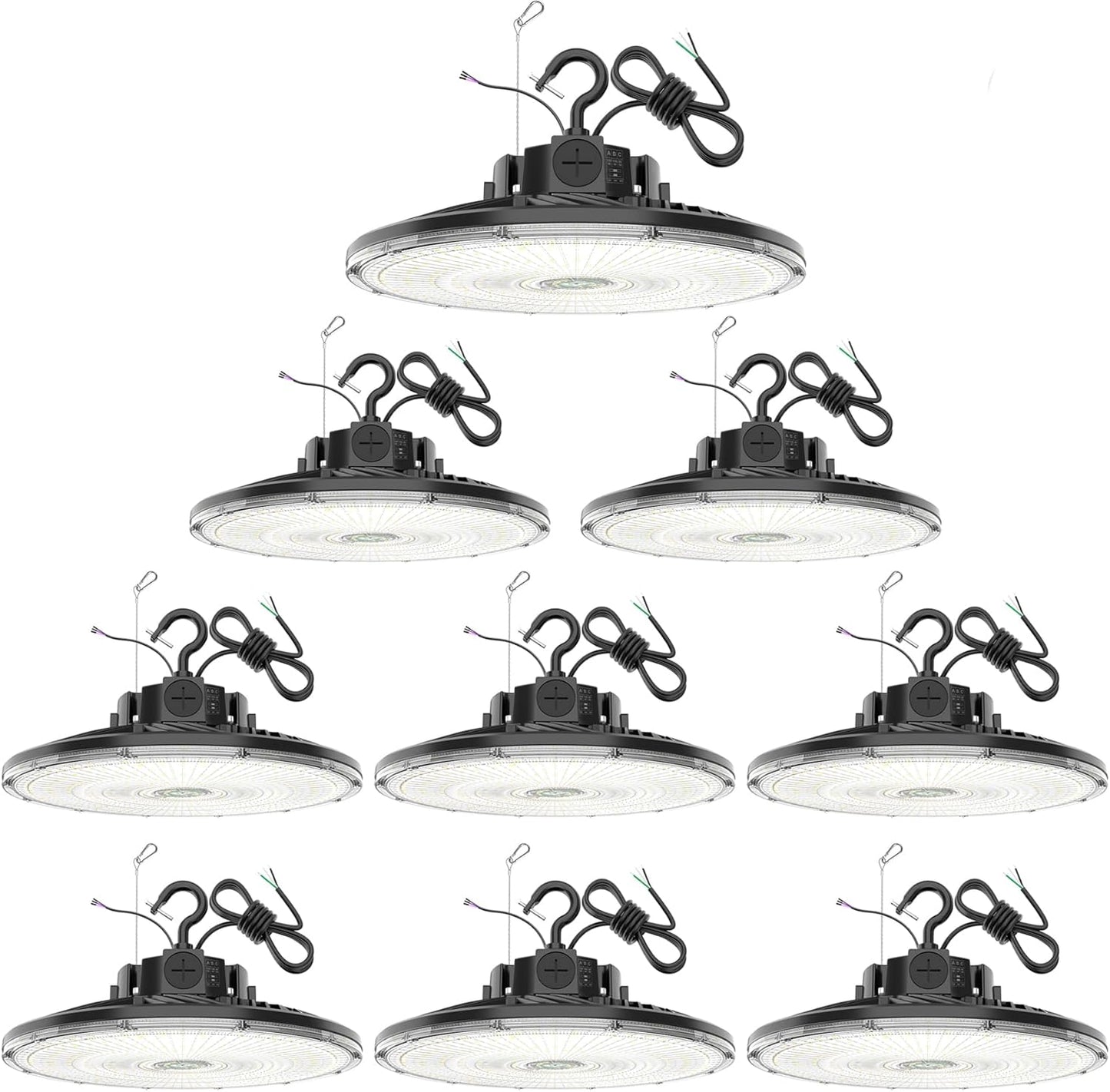 9 Pack 480V LED High Bay Light UL DLC Listed UFO Light 240W 200W 150W Adjustable, Dimmable High Bay LED Shop Lights 5000K Daylight, IP65 Commercial Bay Lighting for Warehouse Factory