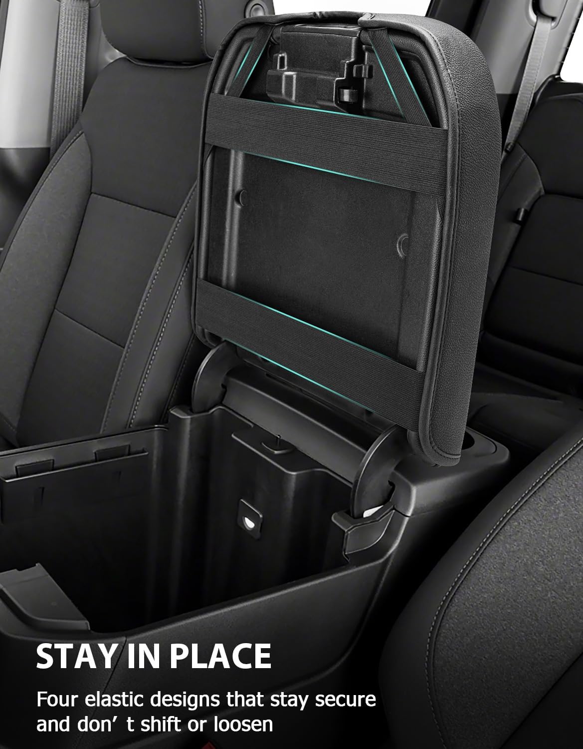 Center Console Cover for Chevy Silverado & GMC Sierra 1500 Accessories 2019-2025, Tahoe & Suburban & Yukon 2021-2025, Vinyl Car Armrest Protector, Floor Console Bucket Seat Only, Anti-Scratch, Black