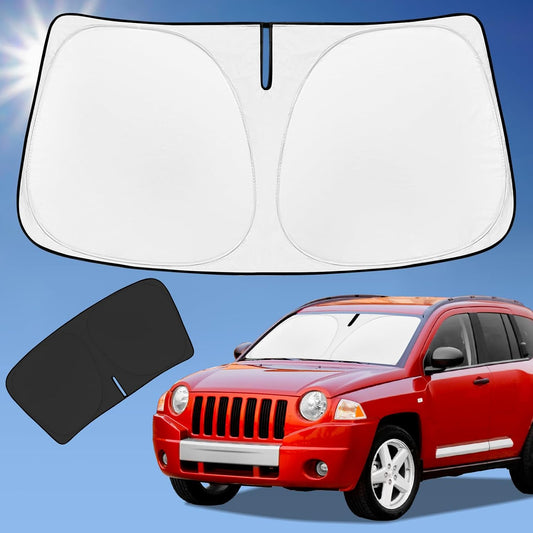 Sun Shade Sunshade for Jeep Compass Windshield Cover, 4-Layer Front Window Shade Custom fit Compass 2007-2016 Sun Visor 240T Retractable Shade Shield Blocks UV Rays Cooler Car Accessories