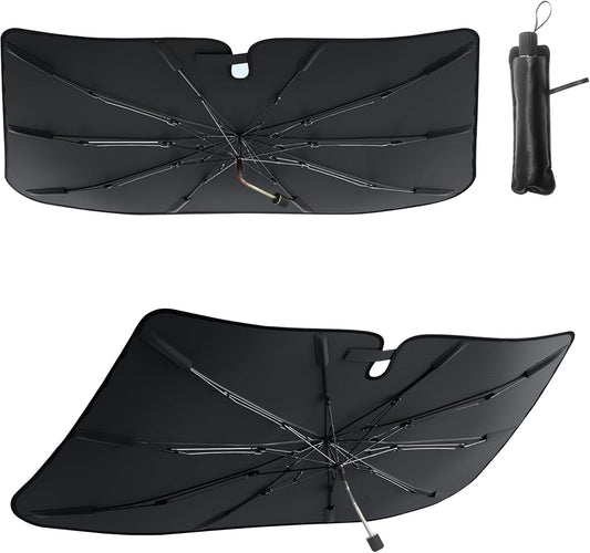 Windshield Sun Shade Umbrella, Portable Foldable, Spring Structure Wind Shield, Front Window Sunshade, Protect from Sun Rays Car Windshield, Universal for Any Car (61'' x 33.4'')