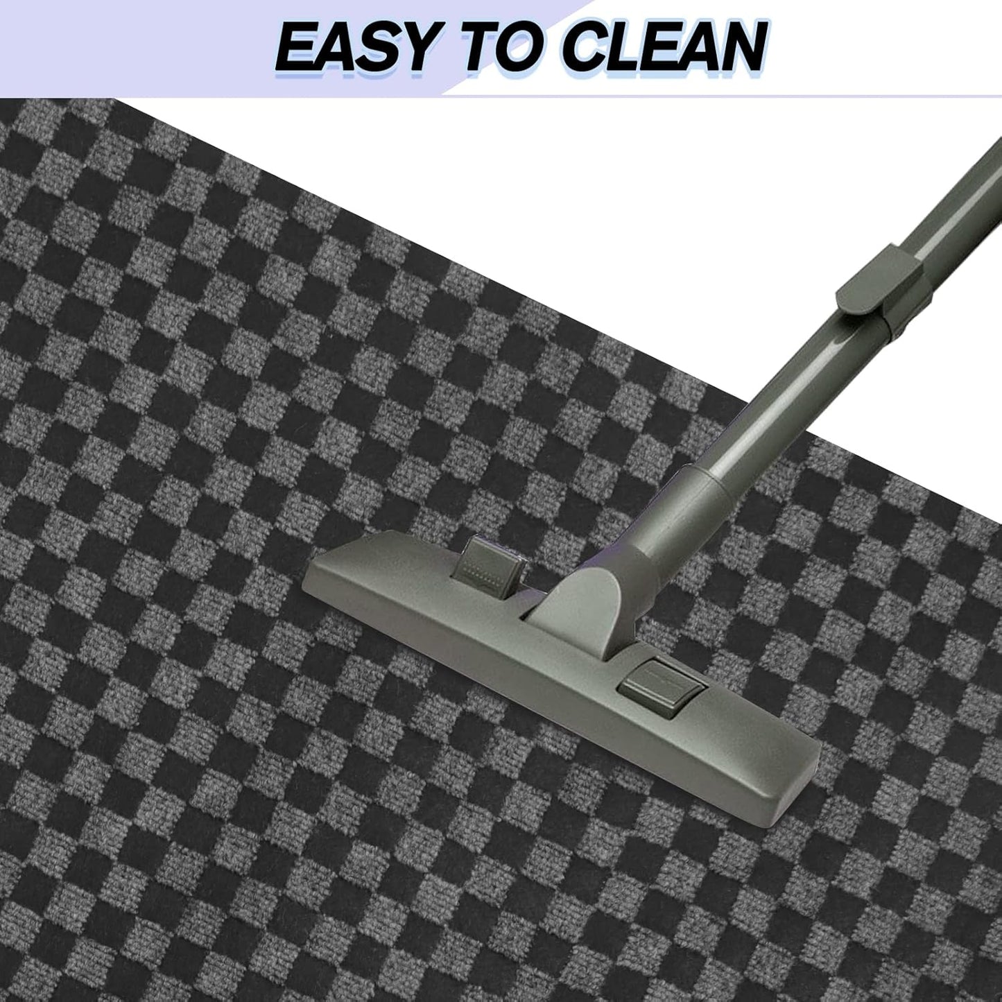 Custom Size Backed Non-Slip Area Rugs Runner, Easy Clean, Waterproof Runner Rugs for Hallway Entryway, Kitchen, Laundry, 3FT x 22FT, Gray Checkered