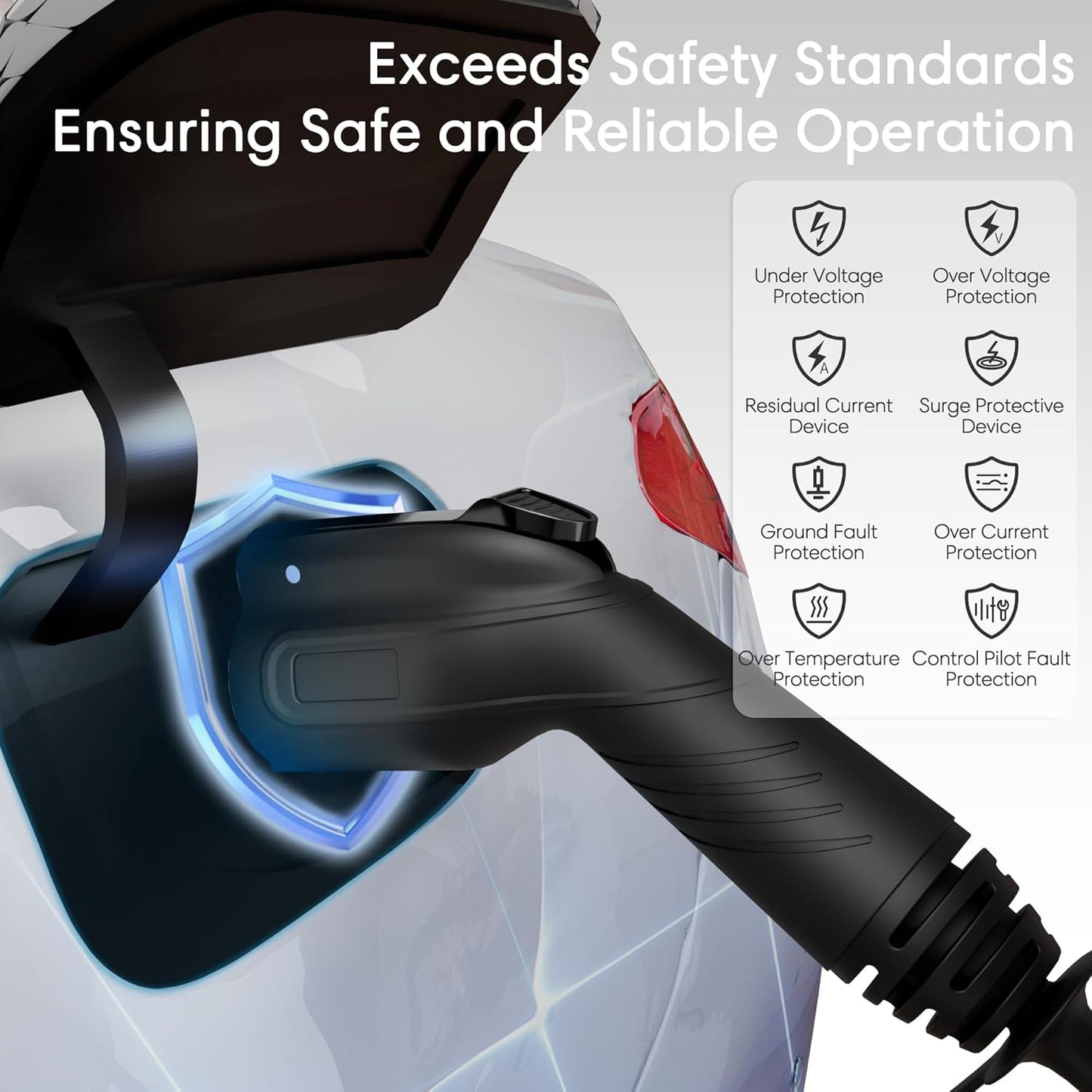 Level 2 EV Charger 48 Amp - Smart EV Charger for Home Level 2 Hardwired, 240V Electric Vehicle Charging Stations 11.5kW, 25ft Cord, Outdoor/Indoor