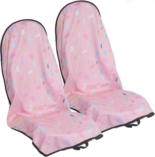 Car Seat Cover Protector Front Seats,for Gym Workout,Running,Swimming,Beach and Hiking,Waterproof Sweat Towel Bucket Seat Covers for Cars SUV Trucks (Pink Marbling, 2Pcs)