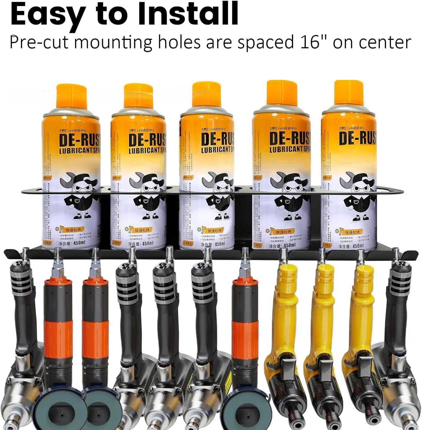 Spray Can Holder Rack Organizer,Pneumatic Tool Aerosol Rack Combo Paint Bottle Storage 5 Can Spray Bottle Holder Heavy-Duty Steel Wall Mounted for Garage and Workspace