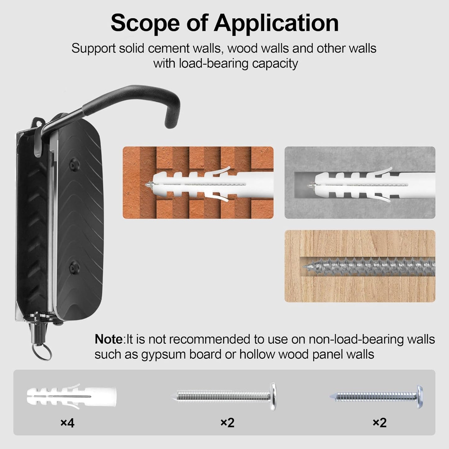 Swivel Bike Wall Mount, Vertical Bike Rack for Garage, Space-Saving Bike Storage and Hanger with Gear Position Lock, Supports Up to 66 lbs, Black, 2 Pack