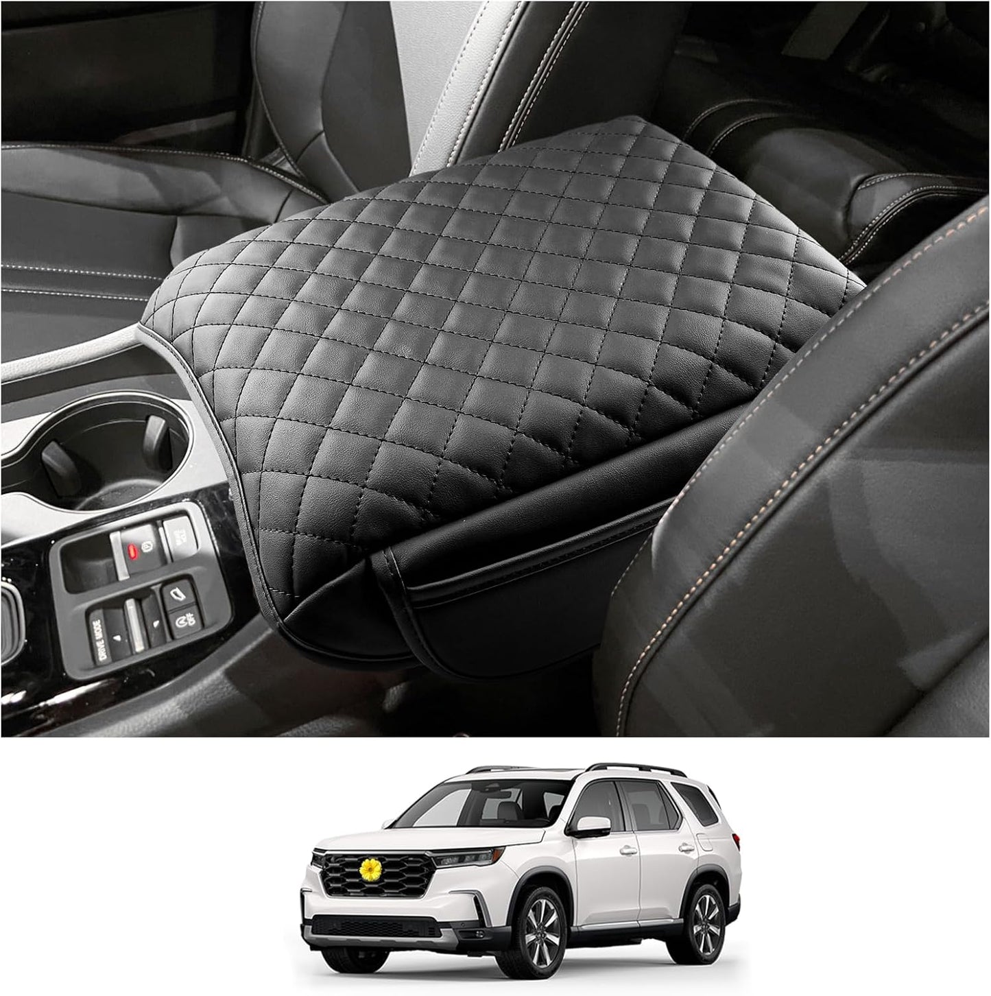 CDEFG 2023-2025 Pilot Center Console Cover for 2023-2025 Honda Pilot/2024-2025 Ridgeline/ 2024-2026 Passport Armrest Cover Middle Console Pad Arm Rest Cushion 2025 Pilot Hybrid Accessories